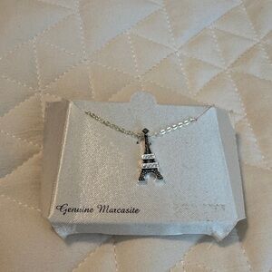 Marcasite Eiffel Tower Pendant Necklace